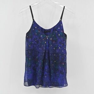 ARYN K Womens Silk Chiffon Top‎ Size S Boho Fairy Romantic Blue Spaghetti Straps